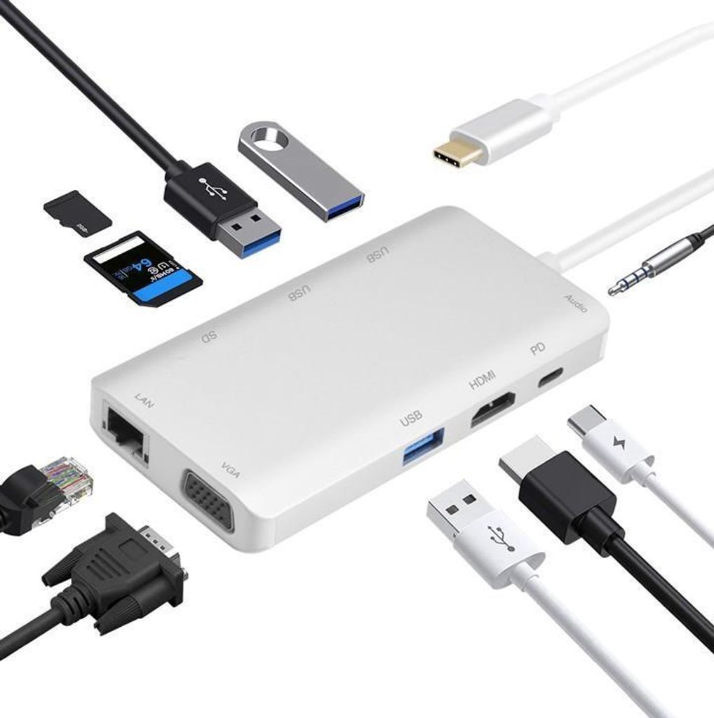 helos Dockingstation, USB 3.1 Type-C St./HDMI/VGA/USB/LAN/AUDIO/SD, PREMIUM