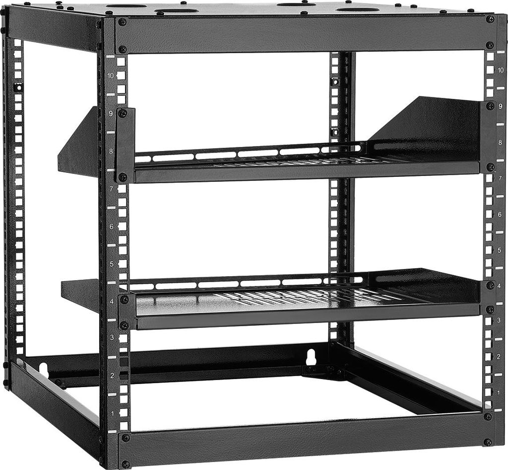 VEVOR 10U Open Frame Netzwerk-Rack, 585 mm Tiefe, Wandmontage oder als Stand-Server-Rack, 4-Pfosten-Konstruktion, mit belüfteten Regalen & Montage...