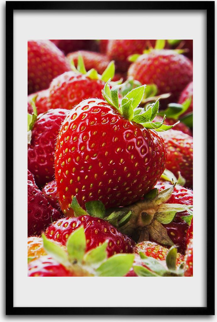 Bild - Bilderrahmen - 40 cm x 60 cm - MDF - Rahmen - Wandkunst - Erdbeeren