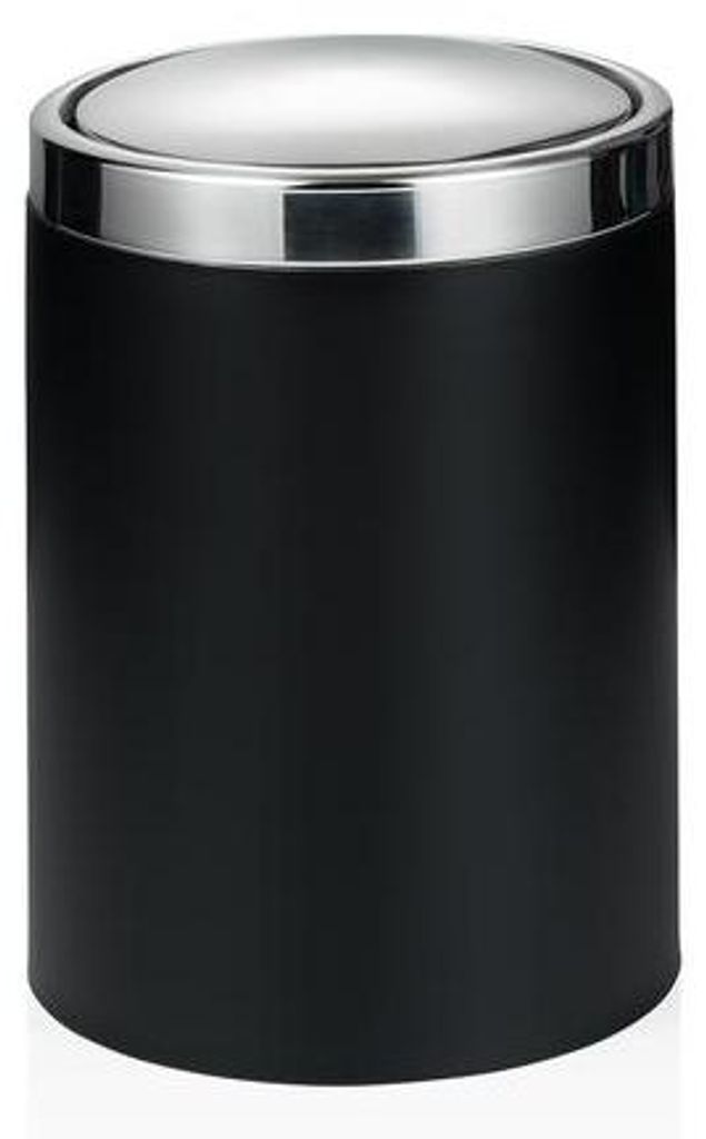 2x Abfalleimer mit Schwingdeckel, Ø 18,5 cm, 5 ltr., schwarz beschichtet, Edelstahl