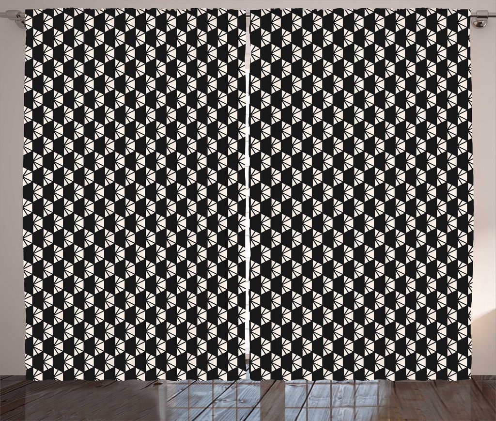 ABAKUHAUS Modern Rustikaler Gardine, Monotone Geometric Triangles, Wohnzimmer Universalband Gardinen mit Schlaufen und Haken, 280 x 225 cm, Koksgra...