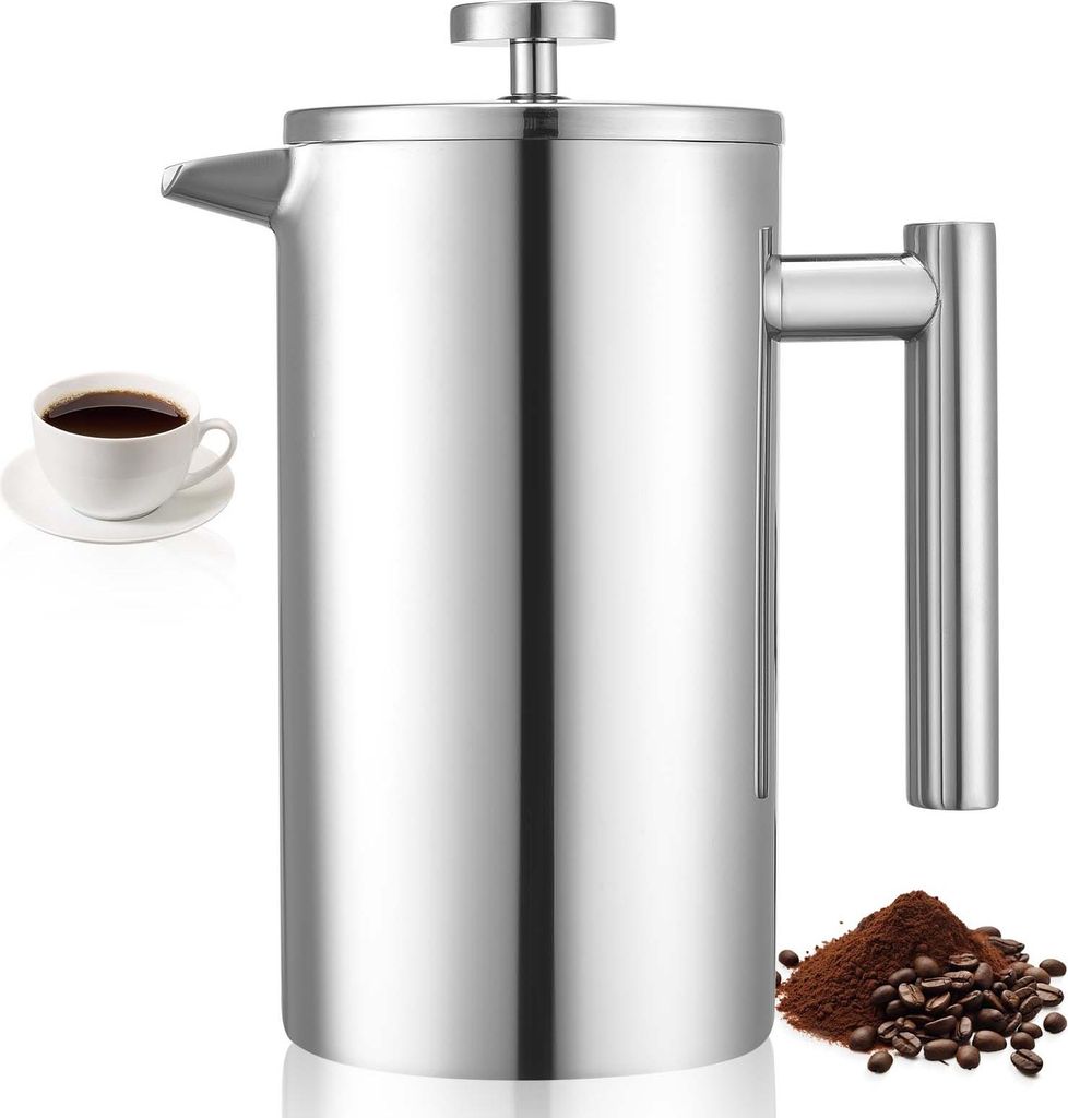 VEVOR French Press Kaffeemaschine, 1 L Edelstahl Kaffeepresse Teebereiter mit Filter, große doppelwandige isolierter französische Kaffeebereiter ...