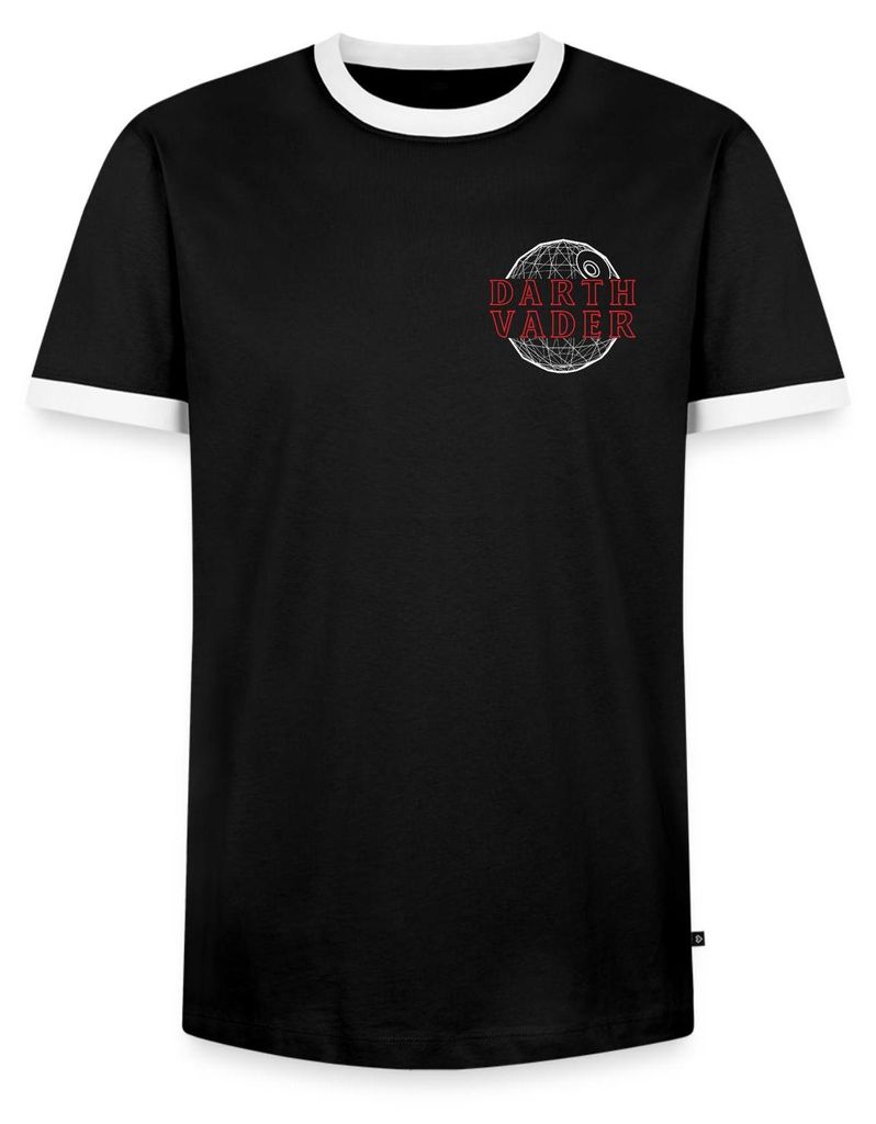 Star Wars Darth Vader Front- Und Backprint Männer Kontrast T-Shirt, XL, Schwarz/Weiß