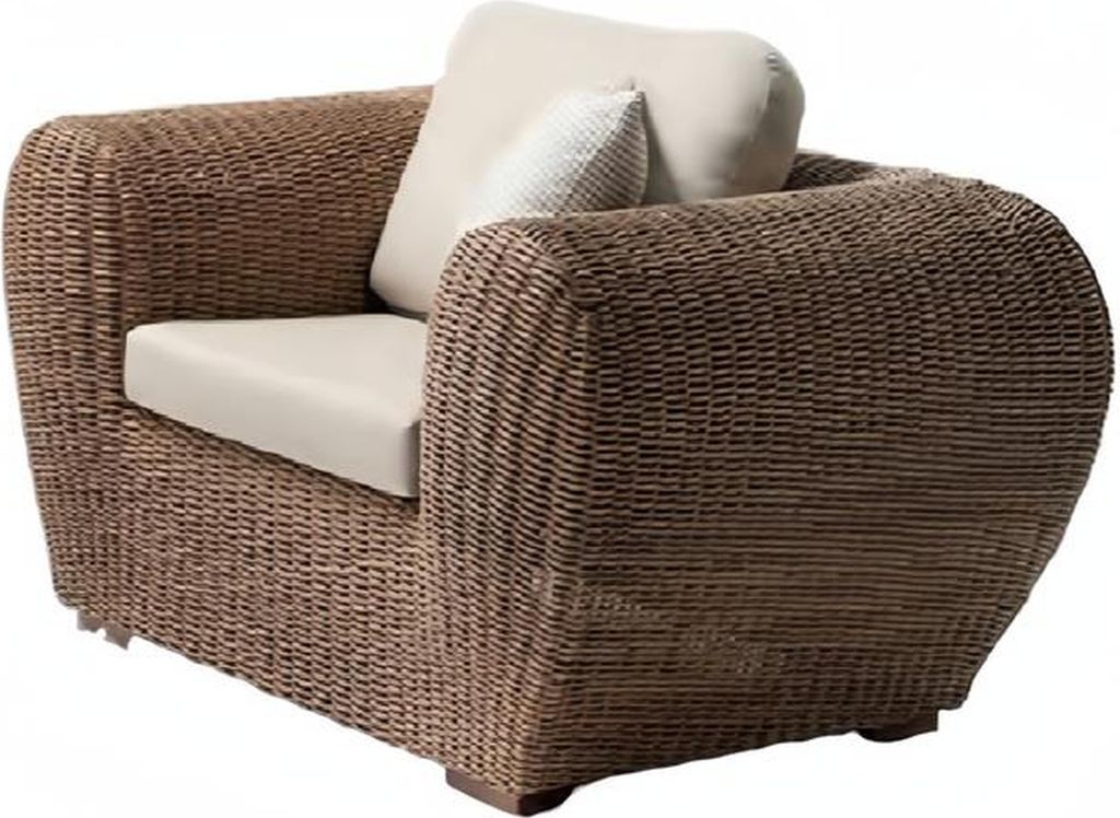 Sessel Rattan Braun Terrasse Elegantes Möbel Modern 1 Sitzer stilvoll Sessel