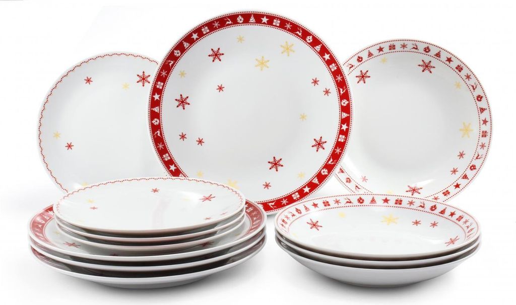 Leander Weihnachtsporzellan, Tellerset, Tschechisches Porzellan, Leander, 12 d.