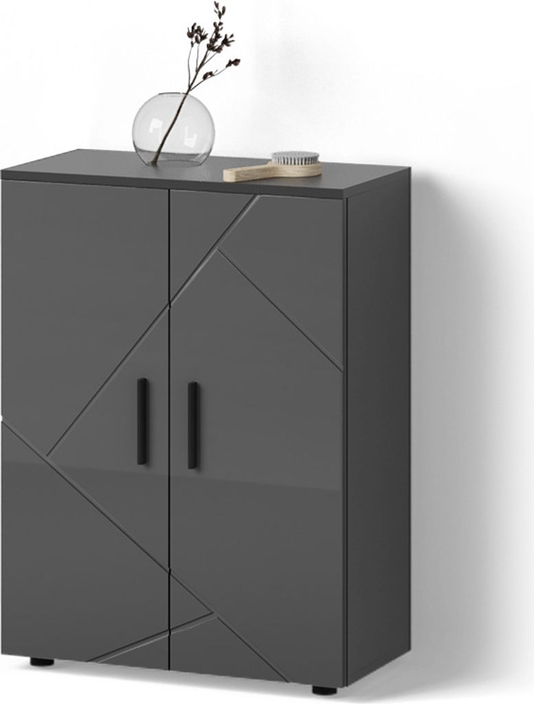 Midischrank Livinity Ronco Anthrazit Hochglanz 60 x 81 cm, Produktbild 