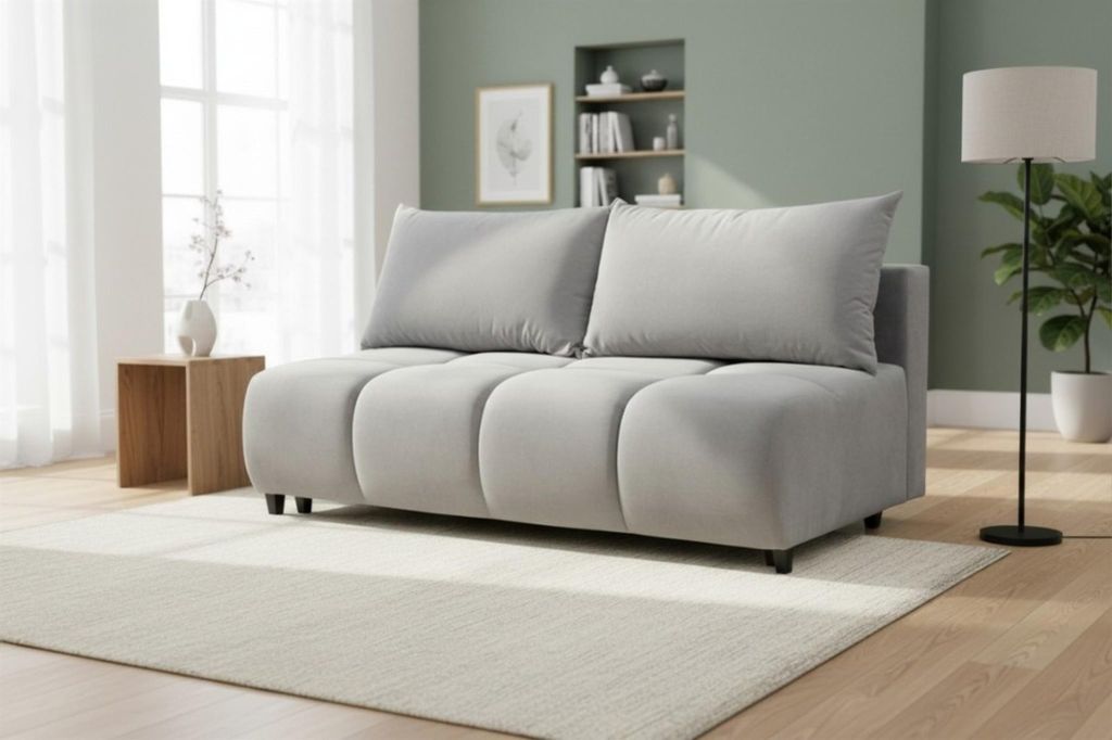 Sofa 3-Sitzer mit Schlaffunktion XENIO in Stoff Soft Grau