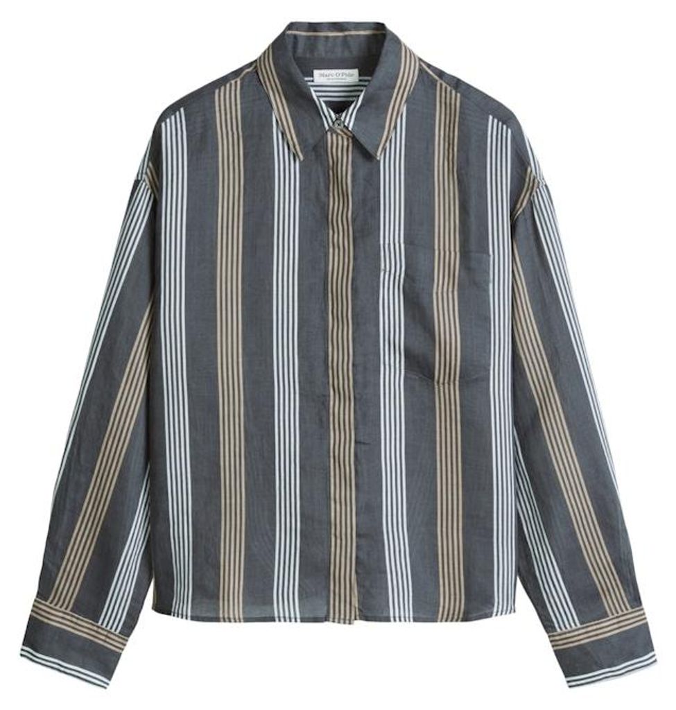 Marc O'Polo Casual Gestreifte Bluse mit Kentkragen Produktbild 