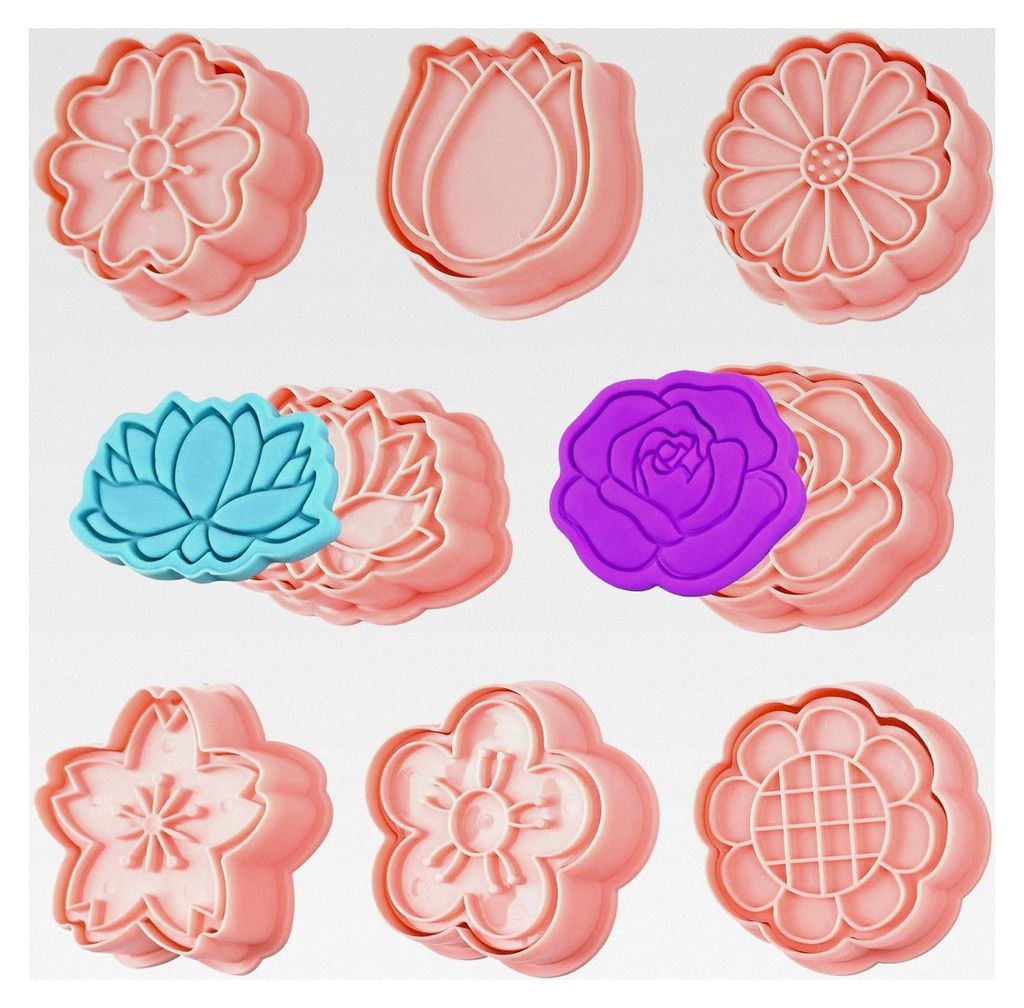 Keksstempel Set 3D Blumen, 8 Stück Ausstechformen