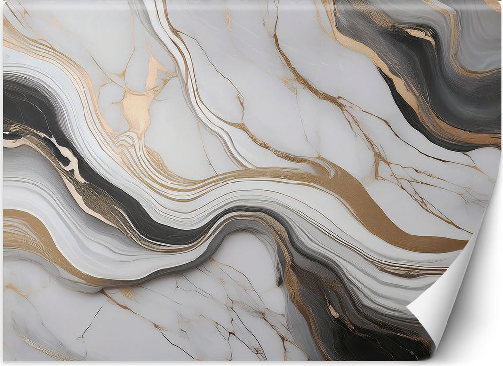 Vlies fototapete Weißer Marmor mit Gold Abstraktion 200x140 cm Feeby Weiß inkl. Kleber einfache Montage