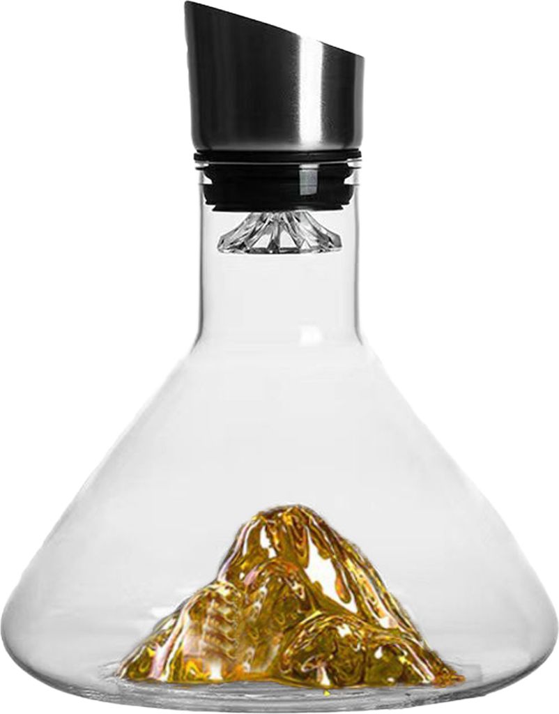 Weinkaraffe aus Glas mit Belüfter, Edelstahlfiltration, 12-Kanal-Belüftung, 1600 ml Fassungsvermögen, handgefertigte Rotweinkaraffe für Weinfla...