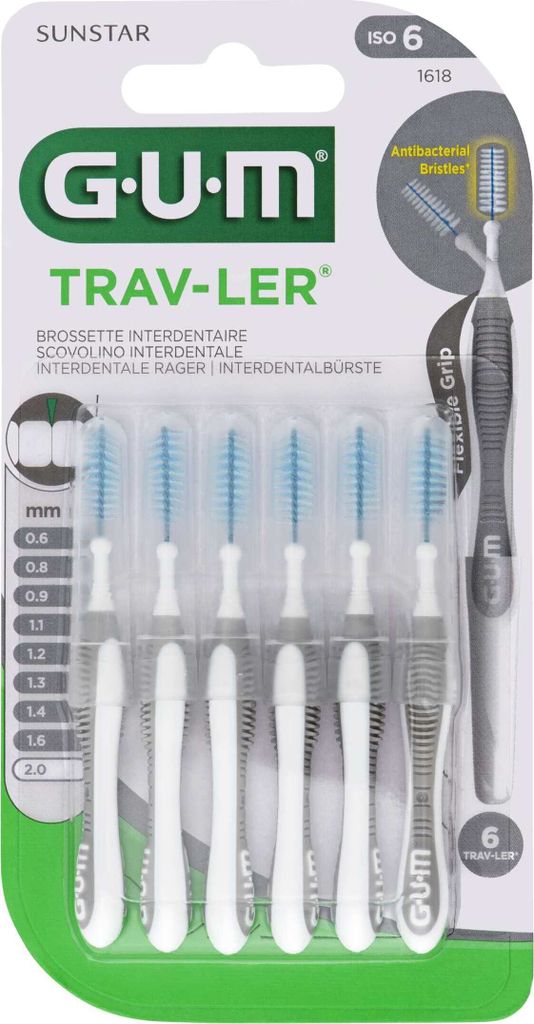 Gum Trav-Ler 2,0mm Kerze grau Interdental+6kappen 6 St Produktbild 