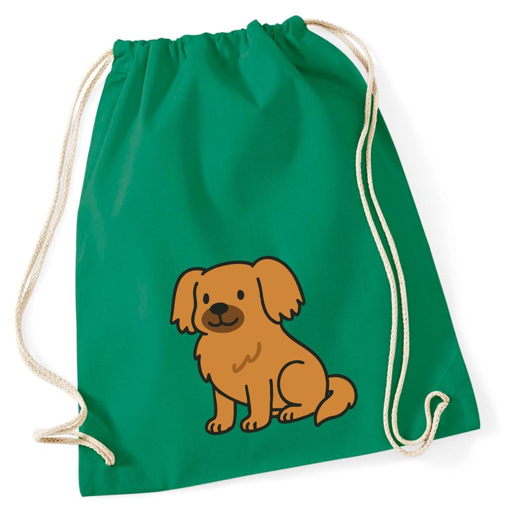 Huuraa Turnbeutel Tibet Spaniel Comic Tibbie 12 Liter Kelly Green Baumwolle Rucksack Geschenkidee