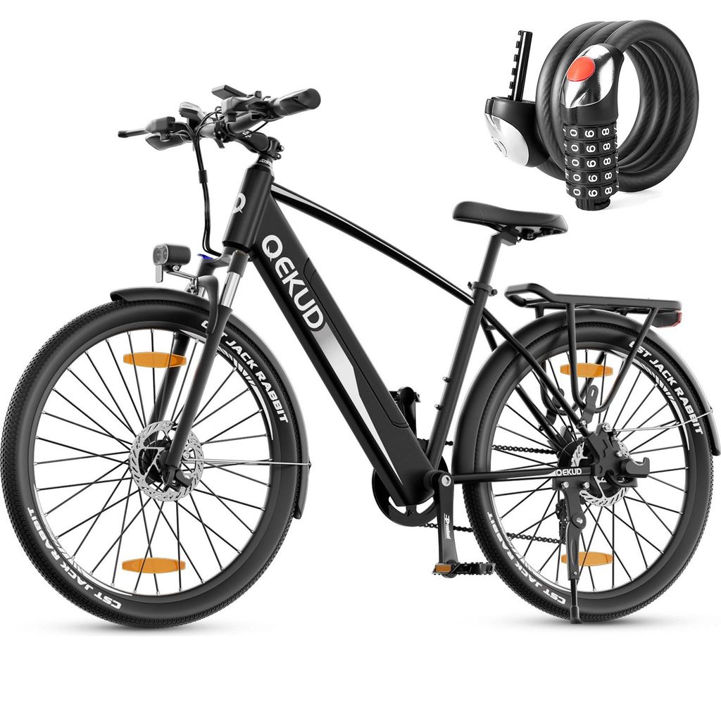 Qekud 27.5'' E-Bike, Elektrofahrrad Trekkingrad e-City Citybike Fahrrad mit 36V 13 Ah Batterie für große Reichweite