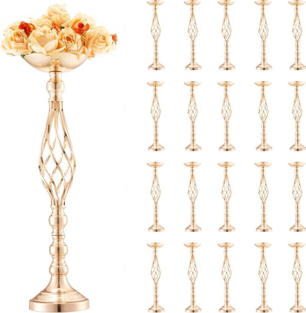 Gold Blumenständer 20x58 cm - Moderne Blumenvase für Hochzeit - Stilvolle Dekoration - Vase für Hochzeitsfeier