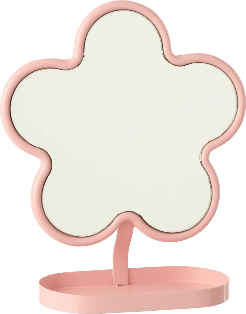 Miroir J-Line Fleur Fer Rose clair - Décoration murale design floral 45cm