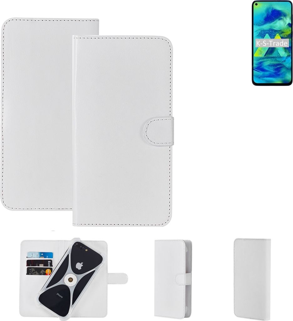K-S-Trade Handy Hülle Schutz Hülle kompatibel mit Samsung Galaxy M40 Cover Case Bookstyle Bumper weiß 1x