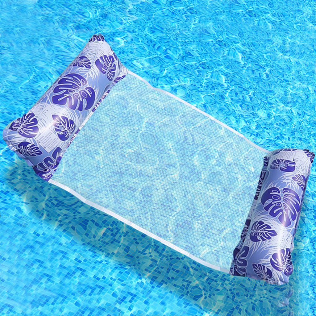 ASKSA Luftmatratze Pool Zubehoer Spass Luftmatratze Wasser Haengematte Aufblasbare Wasserhaengematte Erwachsene,Dunkelblaue Blaetter