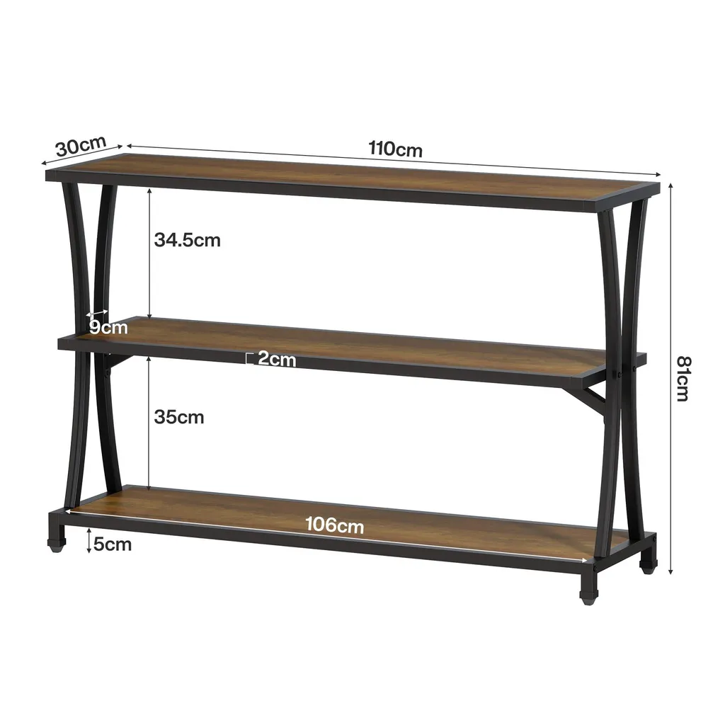 Table d'appoint style industriel 110 cm avec compartiments de rangement