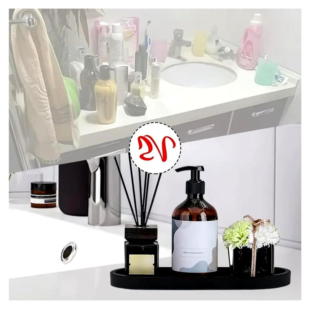 2 Stück Badezimmer Tablett, Silikon Tablett Klein Dekotablett für Wohnzimmer, Schlafzimmer, Badewanne und Küchenspüle, Oval (11x25 cm)