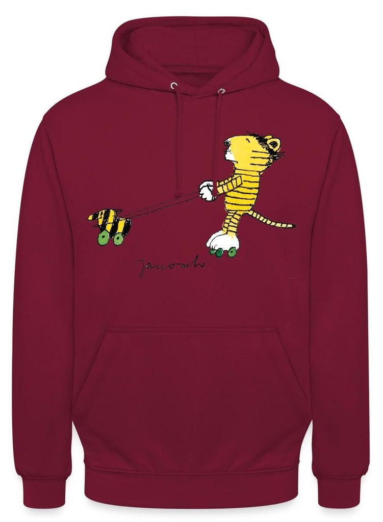 Spreadshirt Janosch Tiger auf Rollschuhen Uni Hoodie, L, Bordeaux