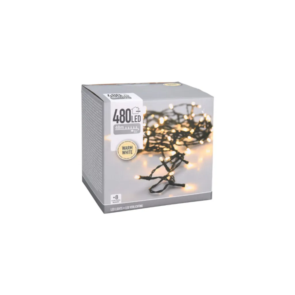 Guirlande 53m blanc chaud 480 LED IP44 220V pour jardin et grandes fêtes