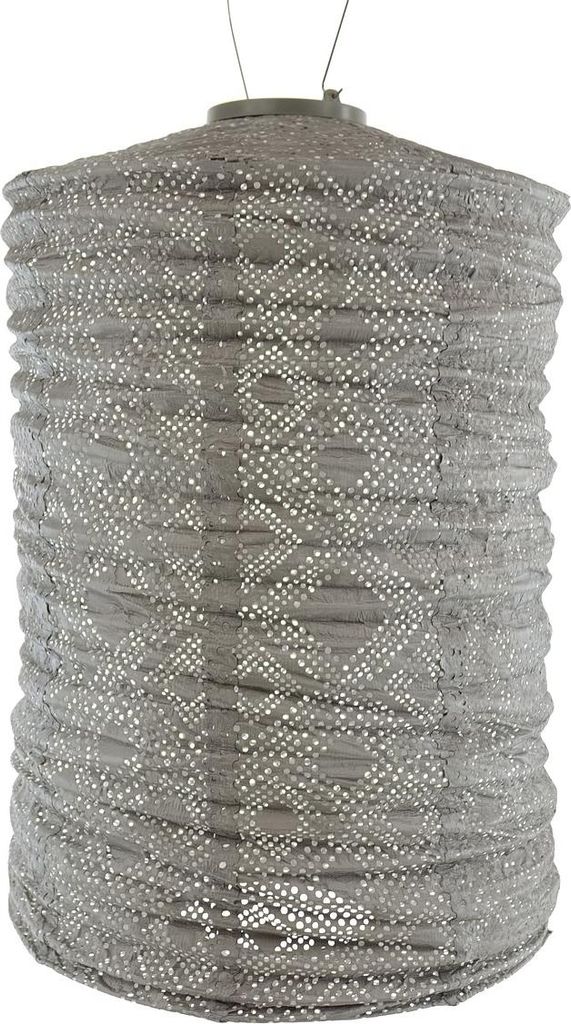 LUMIZ Lampion Solarlampe Cylinder 28 Mosaic Taupe hellgrau Ø 28 cm - Tyvek