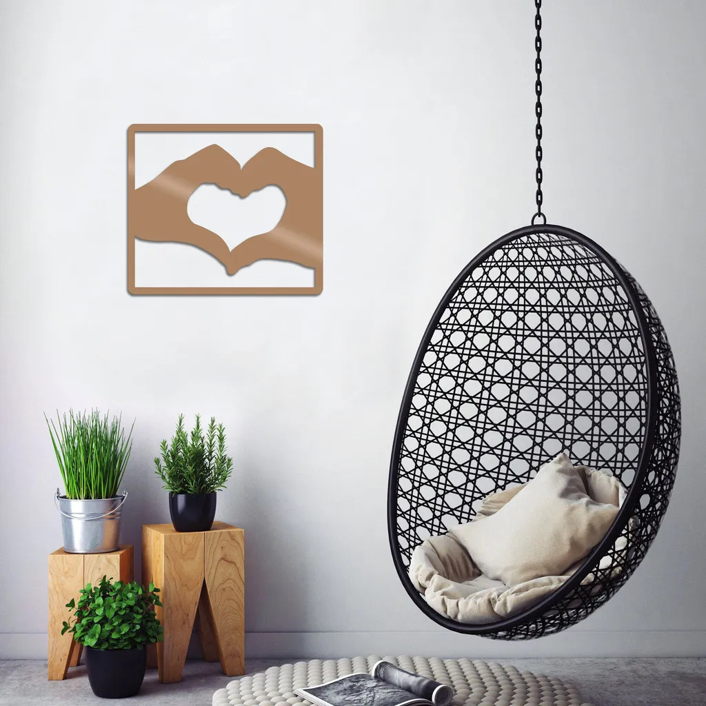 Quadro Metallo Rame Wallity Love2 | Decorazione Industriale Casa 50x44