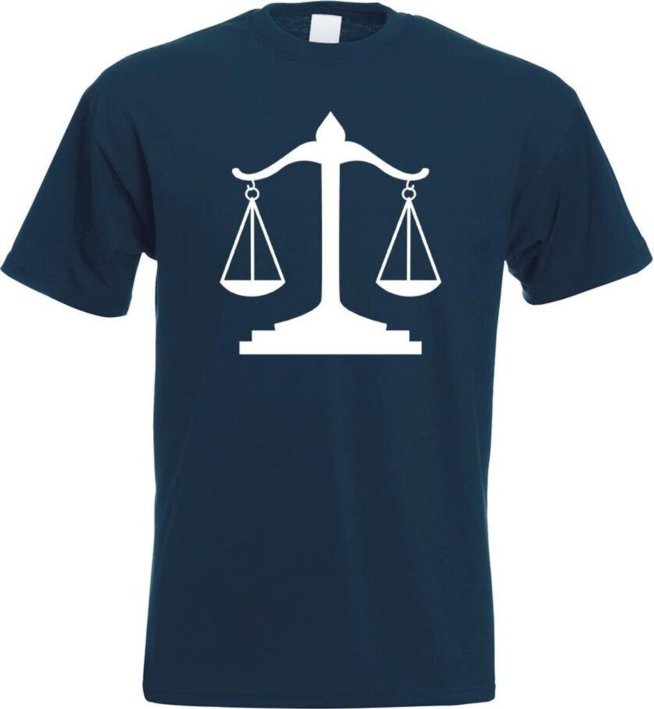 Kiwistar - T-Shirt - Navy - Waage Gericht Anwalt Justitia Motiv Bedruckt Funshirt Design Print - mit Motiv Bedruckt - Funshirt Design - Sport - Fre...