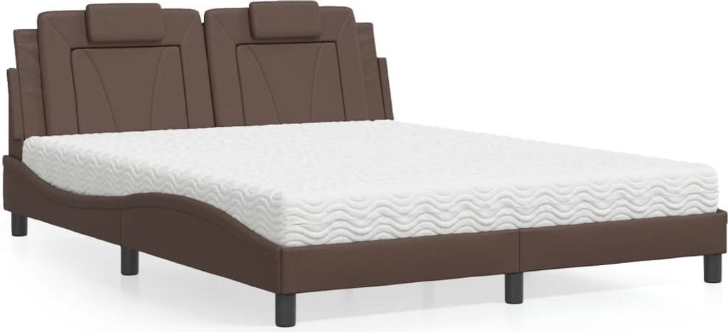 "Rabatt" Bettrahmen Hohe Qualität, Bettgestell moderne, "Viana" mit Matratze, Braun 160x200 cm Kunstleder - Klassische Betten CC9247
