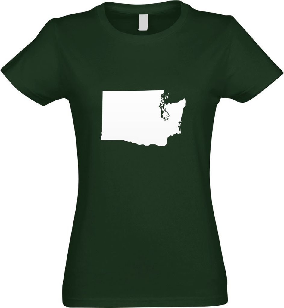 Kiwistar - T-Shirt tailliert - Damen - flaschengrün - USA - Bundesstaat - Washington - mit Motiv Bedruckt - Funshirt Design - Sport - Freizeit - D...