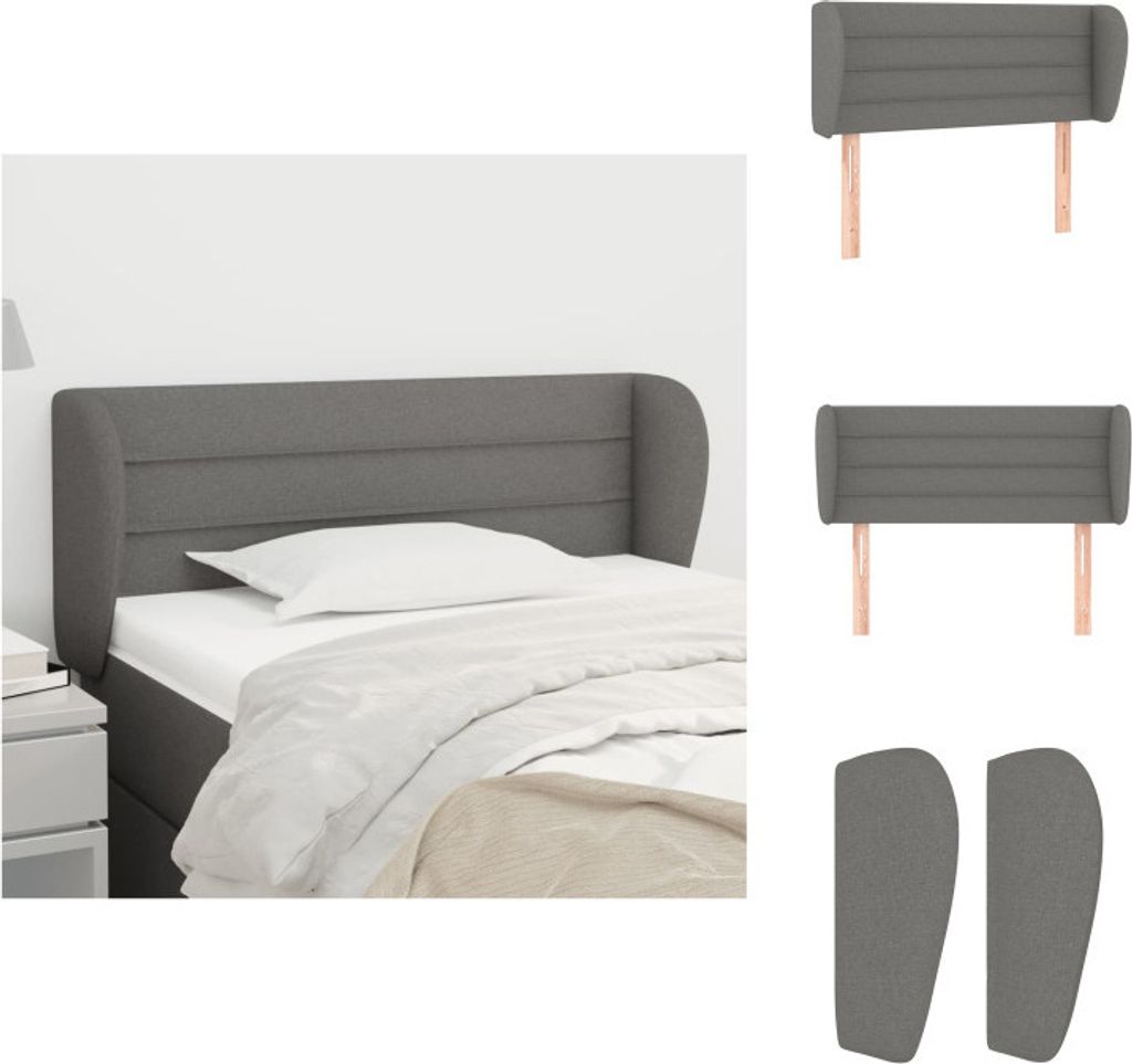 vidaXL Kopfteil mit Ohren Dunkelgrau 103x23x78/88 cm Stoff - Kopf- & Fußenden