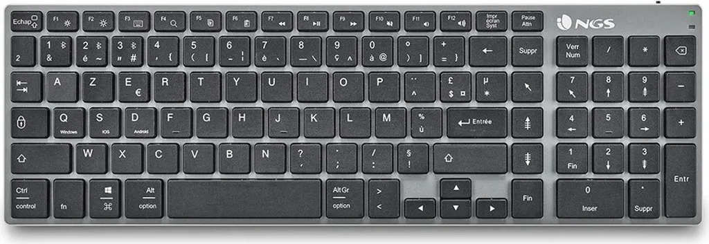 Clavier Bluetooth AZERTY 100% NGS FORTUNE-BT Design Slim Noir Argent