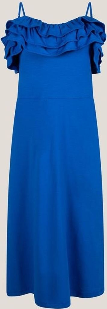 Jansen Amsterdam Fiore v535 Jersey Solid Spaghetti Dress Ruffle Blue