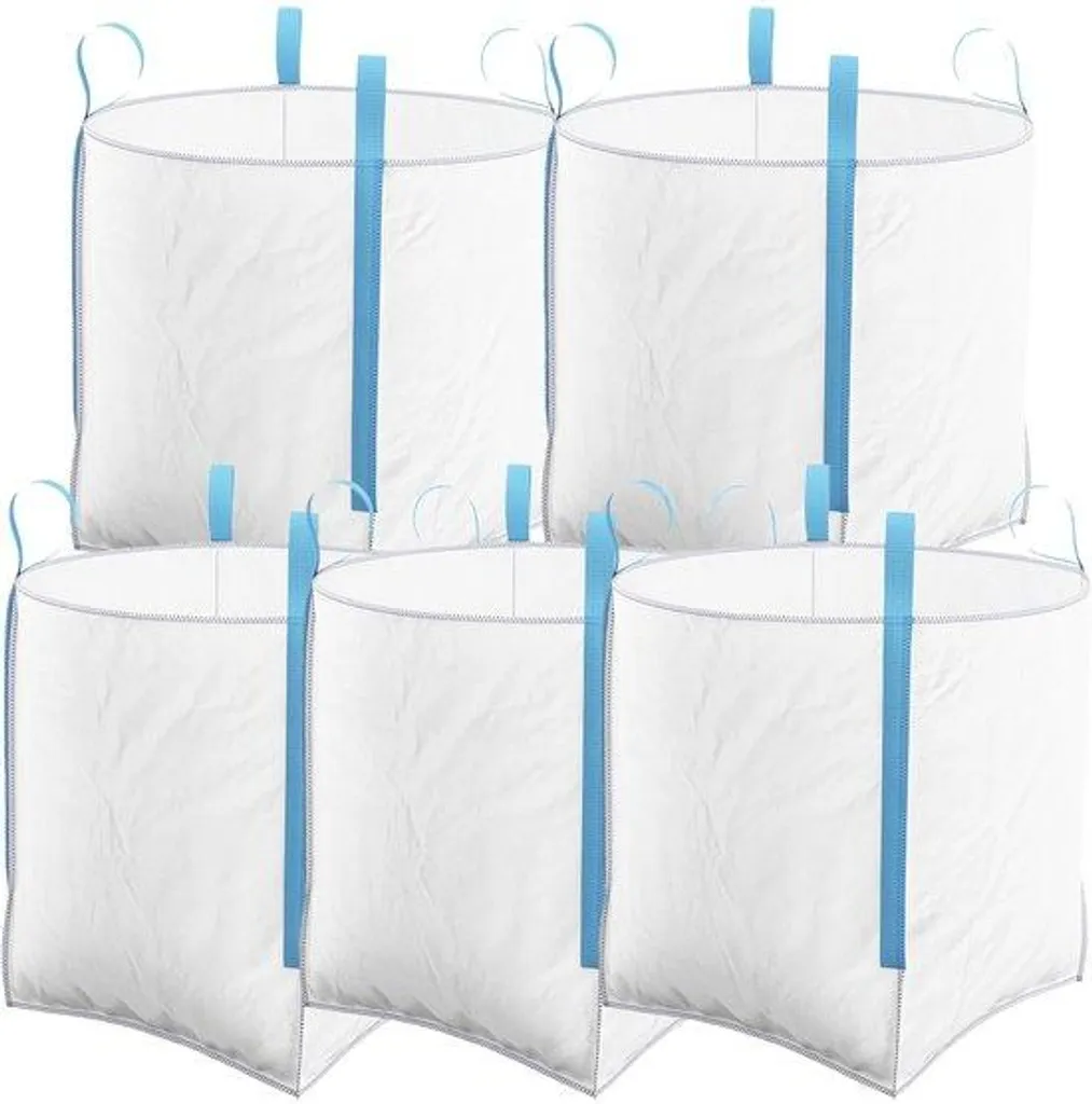 Sac FIBC pour Chantier et Agriculture 1 Tonne 85x85x85cm Blanc - 5 Unités