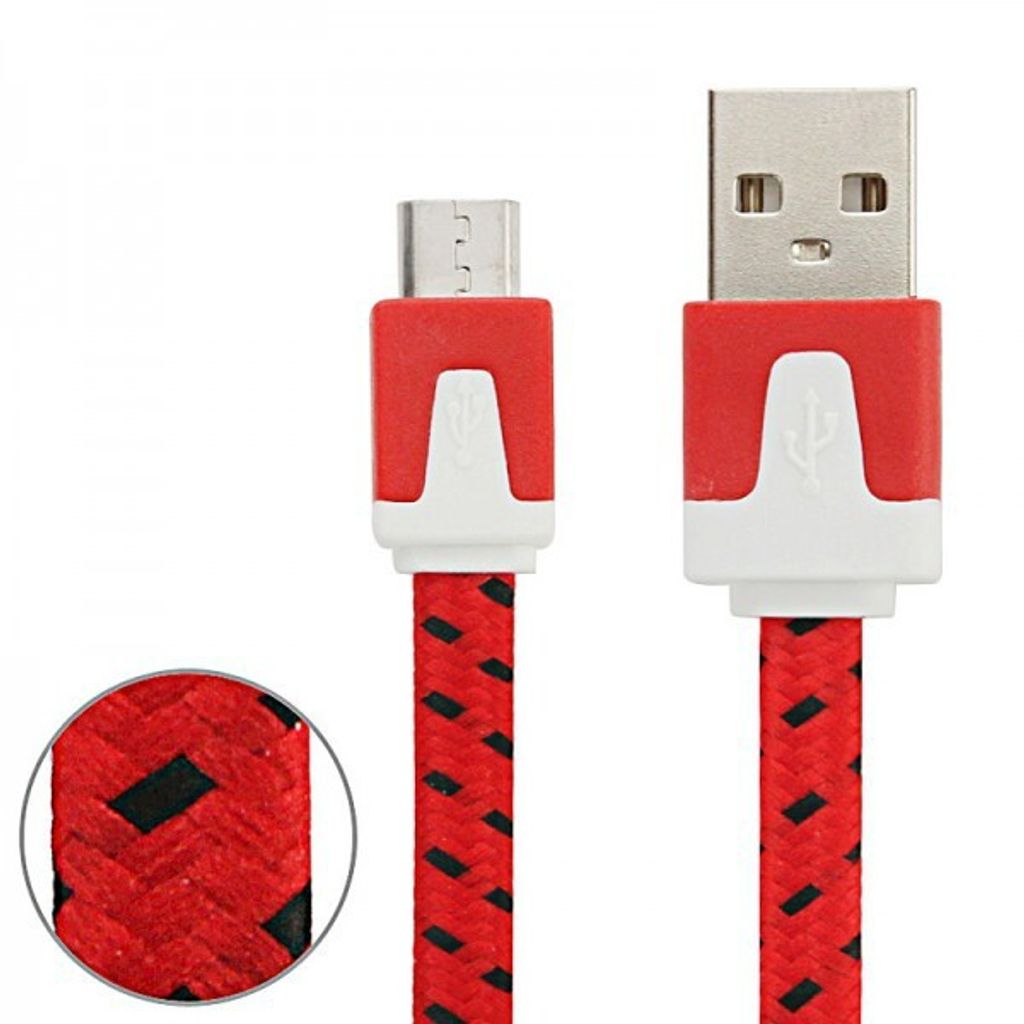 1m USB Daten und Ladekabel Rot für alle Smartphone und Tablet Micro USB