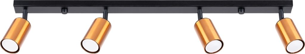 Plafond WINX 4L schwarz/kupfer 4xGU10 10W Stahl 18.5x6x82cm Sollux Lighting