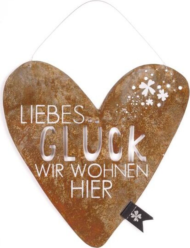 Herzschild "Liebes Glück wir wohnen hier" Produktbild 