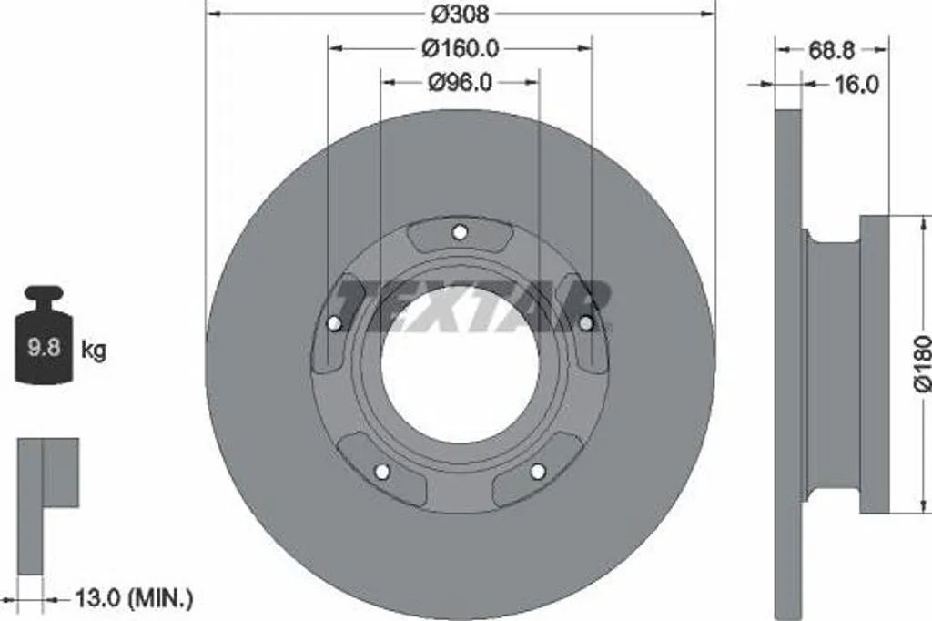Disque de frein TEXTAR 92273903 OE 1764282 pour Transit