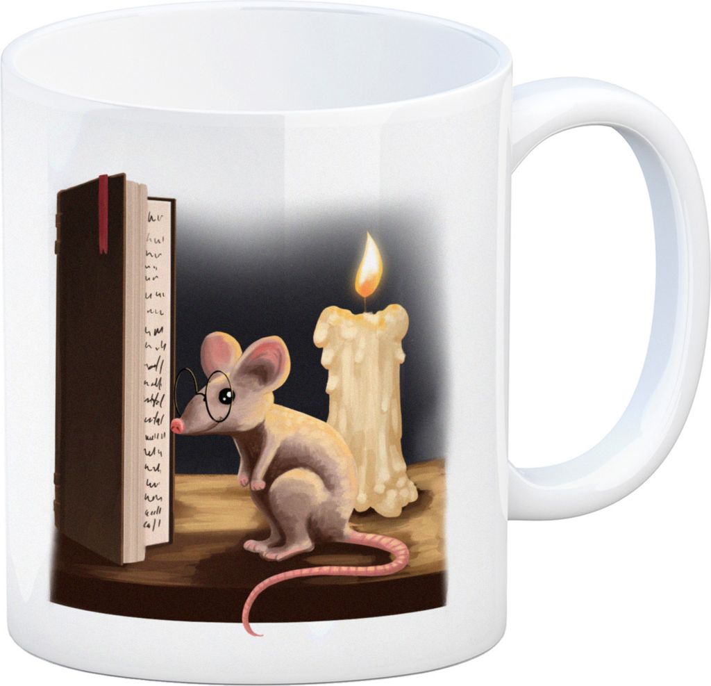 Leseratte und Buch Kaffeebecher mit niedlichem Nager