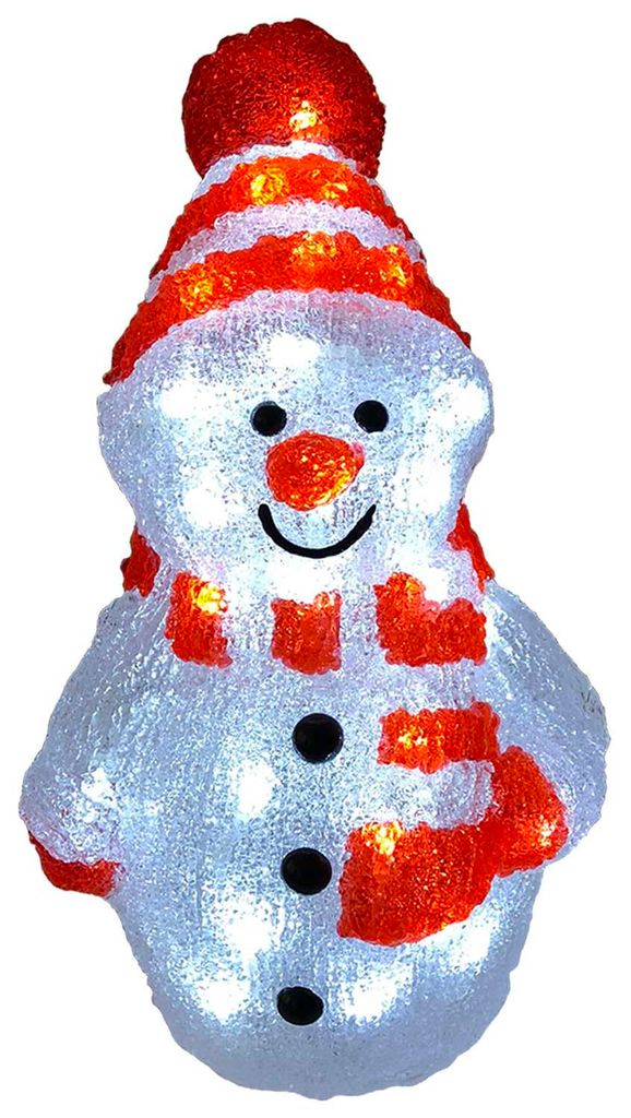 LED Schneemann Weihnachtsbeleuchtung Acryl kaltweiß 40 LEDs Strombetrieb Außen