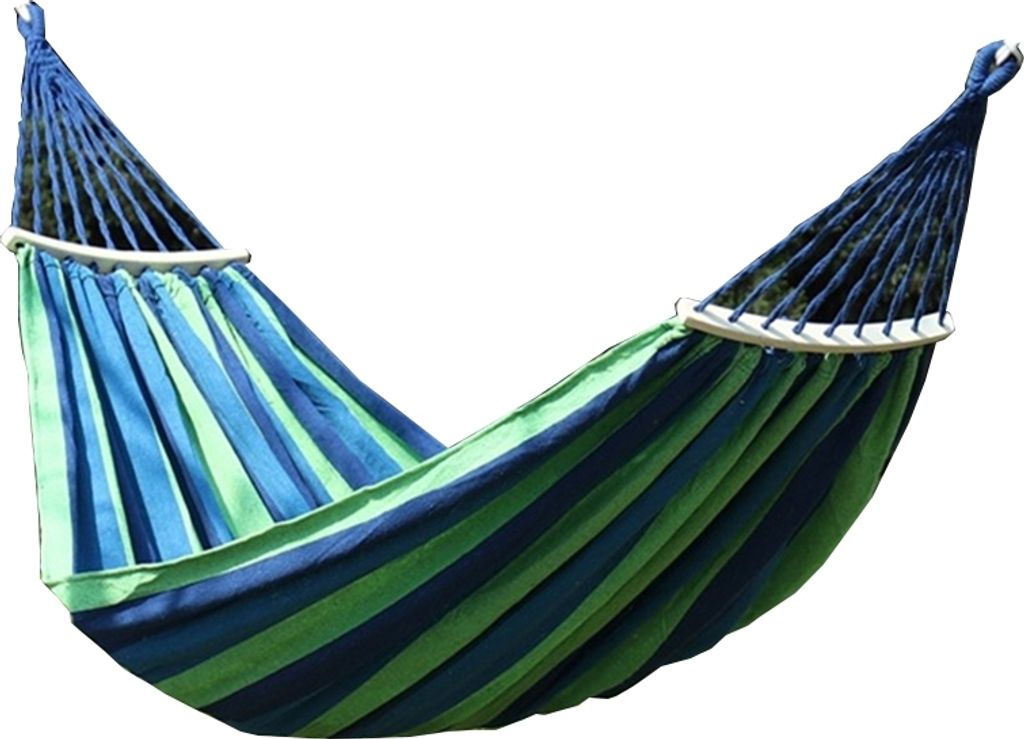 Hängematte Outdoor Hängematten Blau 2 Personen Garten Hängematten 200 kg Mit 2 Holzstangen, 200 x 80 cm