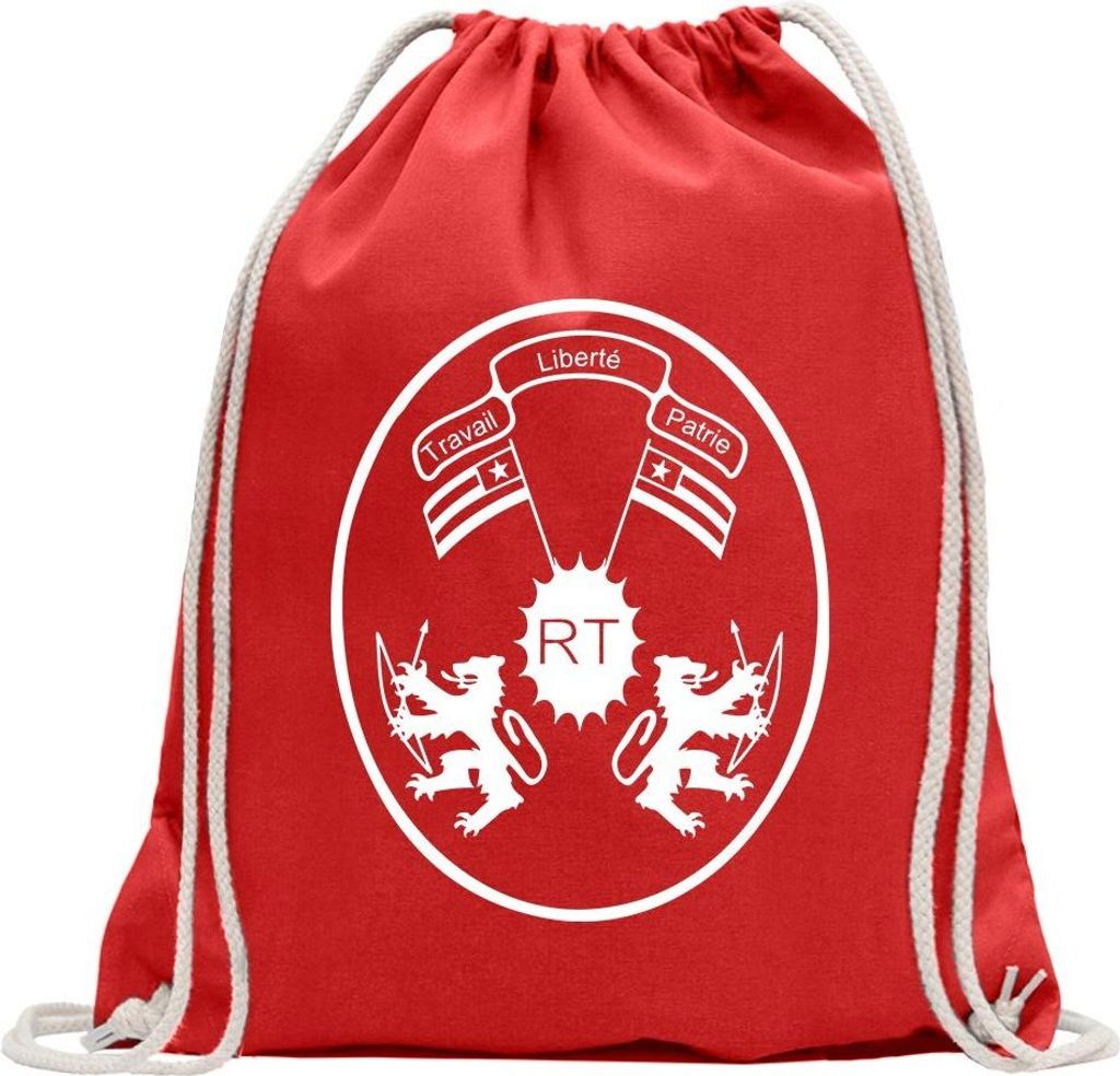 Kiwistar - Turnbeutel - rot - Togo Wappen - Fun Rucksack Sport Beutel Gymsack Baumwolle mit Ziehgurt
