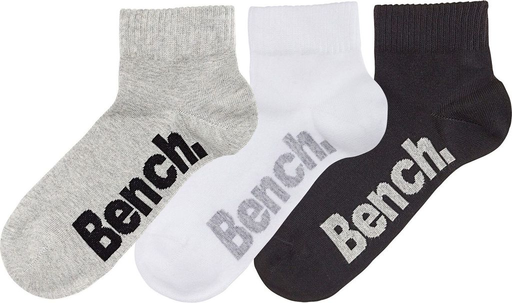 Bench Kurzsocken 3 -teilig schwarz, weiß, grau Größe 43/46 Produktbild 