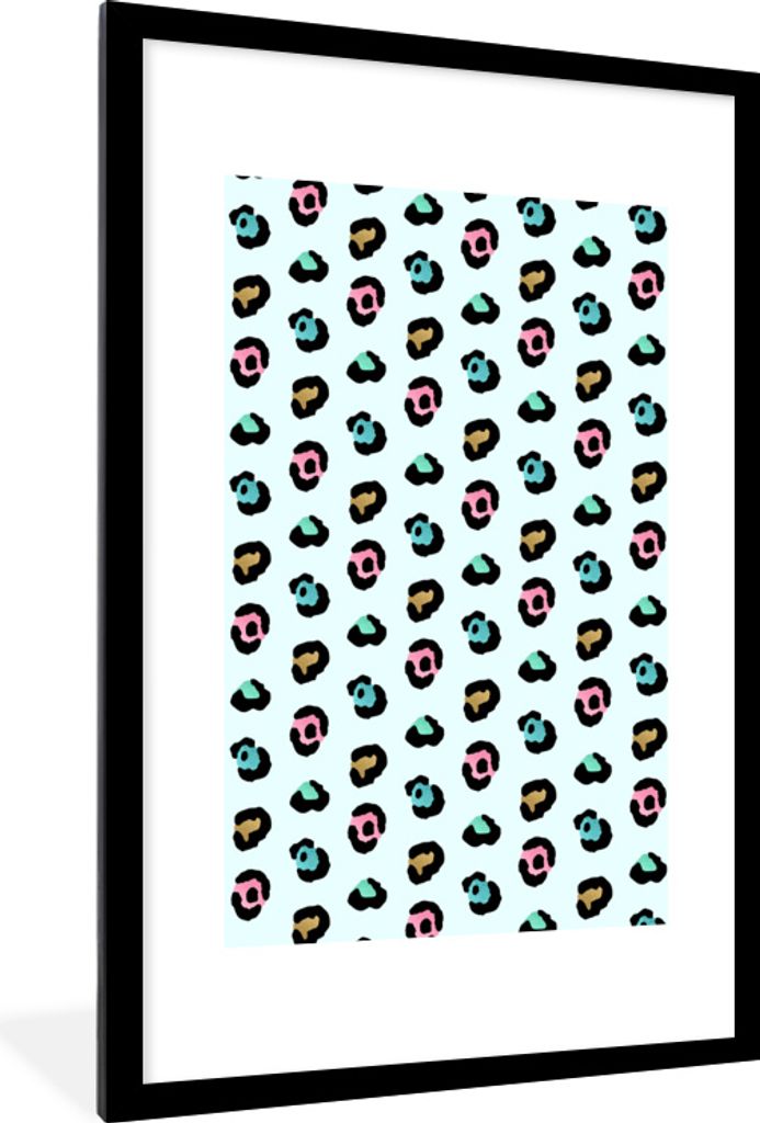 MuchoWow MuchoWow Gerahmtes Poster Farben - Pantherdruck - Muster 60x90 cm - Poster mit zchwarzem Bilderrahmen - Dekoration - Wandposter Wohnzi...