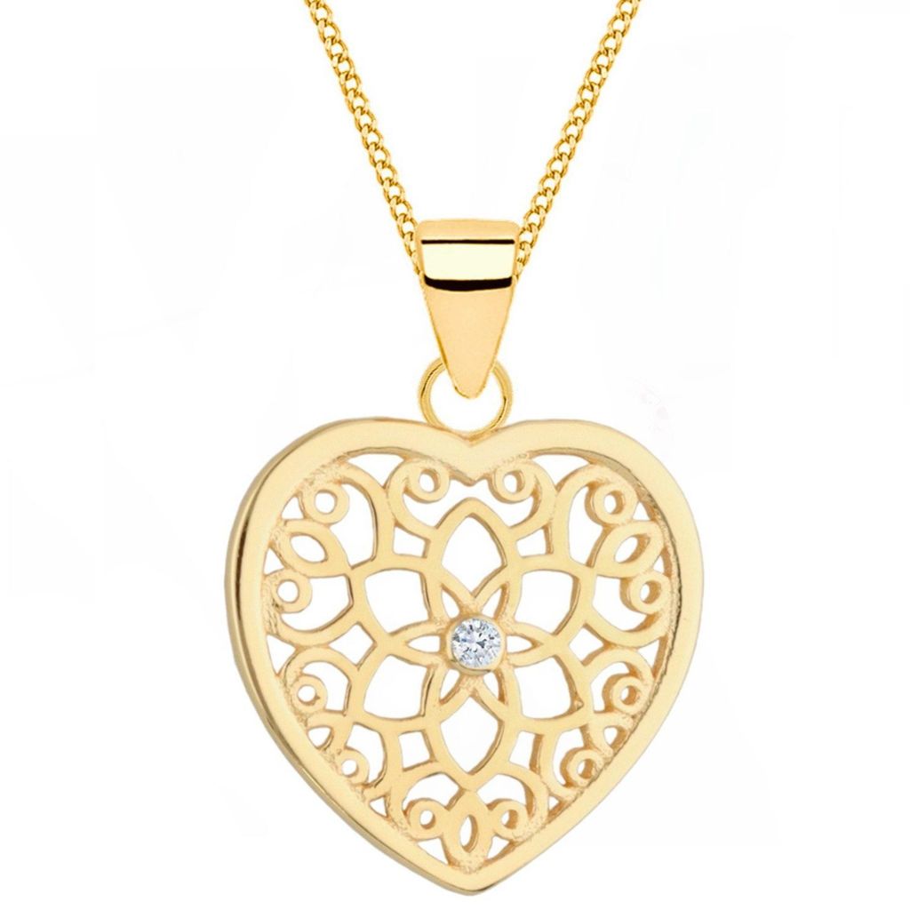 Elegante Goldkette mit filigranem Herz Design I Echtschmuck Damen 45cm