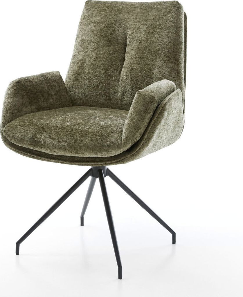 DELIFE Drehstuhl Clea-Flex Chenille Olive Kreuzgestell konisch Schwarz 180° drehbar