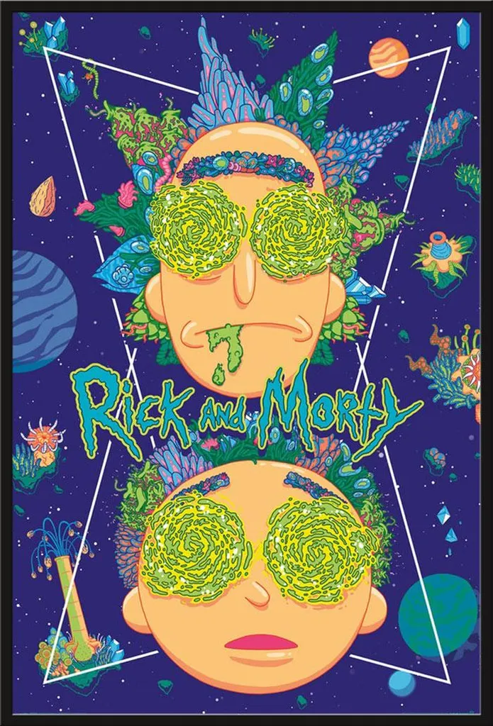 Affiche Rick & Morty High in the Sky avec cadre Shinsuke Maxi 61x91,5 cm