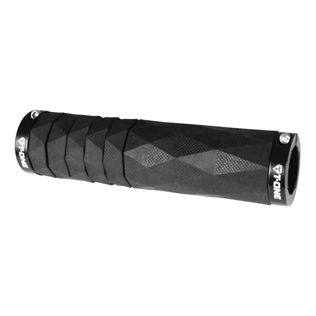Paire de Poignées de Vélo Lock-On T-ONE Diamond Antidérapantes Noires