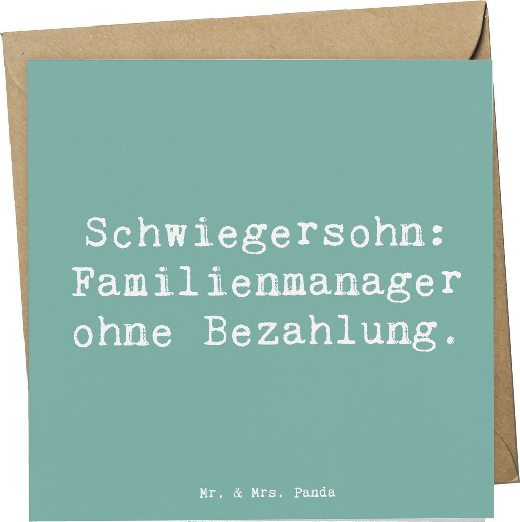 Mr. & Mrs. Panda Grußkarte Spruch Schwiegersohn Manager - Meeresbrise - Geschenk, faltkarte, Glückwunschkarte, unbezahlt, Schwiegereltern, doppel...